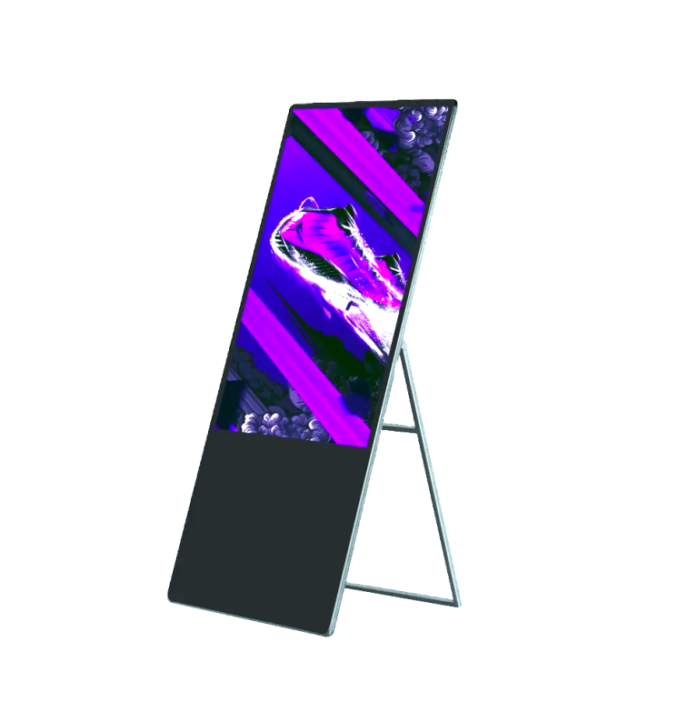 Chevalet vitrine de magasin numérique digitale de 43'pouces à affichage dynamique avec une image violet dense et noire corbeau